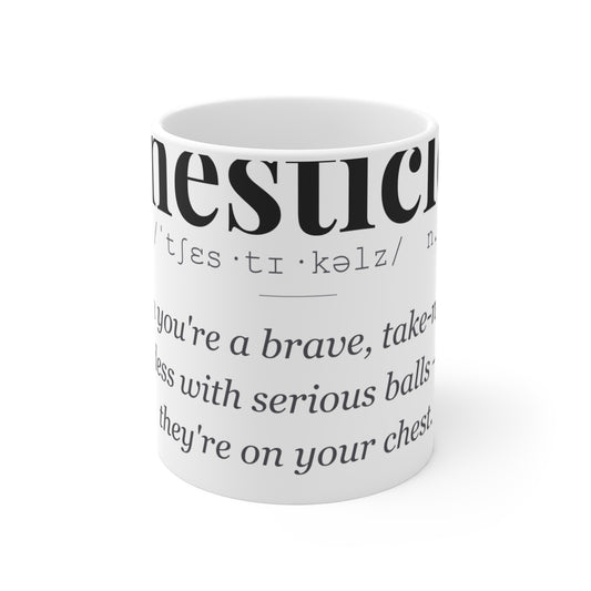 Chesticles Funny Definition Mug | Rude Gift for Her | Feminist Humour Mug | Adult Joke Mug | Dark Comedy Gift